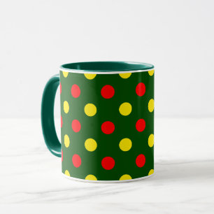Taza Diseño de lunares verdes rojos y amarillos