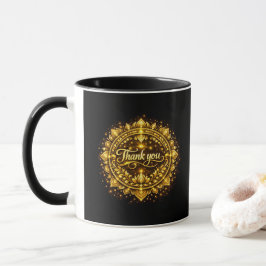Taza Diseño de Mandala "Gracias" Dorado Elegante con Lu