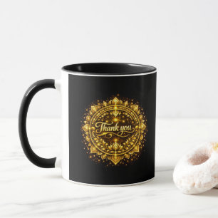 Taza Diseño de Mandala "Gracias" Dorado Elegante con Lu