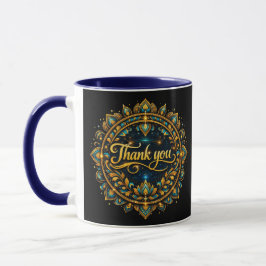 Taza Diseño de Mandala "Gracias" Dorado Elegante con Lu