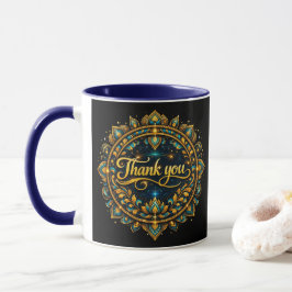 Taza Diseño de Mandala "Gracias" Dorado Elegante con Lu