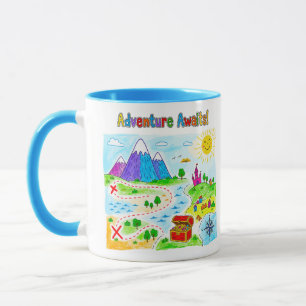 Taza Diseño de mapa del tesoro para niños Aventura Espe