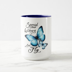 Taza Diseño de Mariposa Azul con Vuelo Inspirador