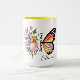 Taza Diseño de mariposa floral
