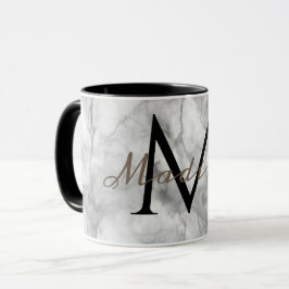 Taza Diseño de mármol blanco realista con monograma per