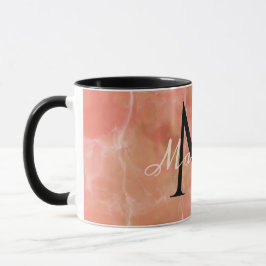 Taza Diseño de mármol blanco realista con monograma per