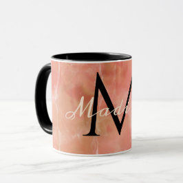 Taza Diseño de mármol blanco realista con monograma per