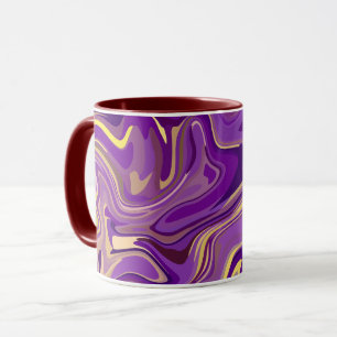 Taza Diseño de mármol giratorio abstracto en púrpura y 