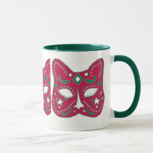 Taza Diseño de máscara de gato veneciano rojo