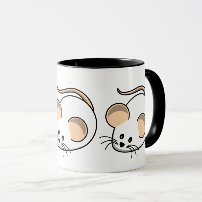Taza Diseño de Mascota de ratón blanco (Anverso derecho)