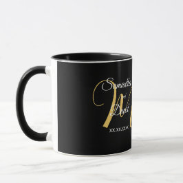 Taza Diseño de monograma de boda con nombres y fecha