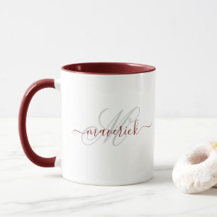 Taza Diseño de Monograma de Nombre Personalizado Elegan