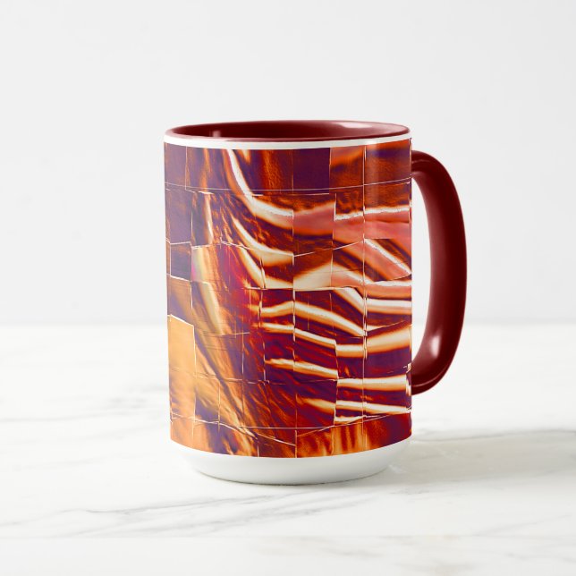 Taza Diseño de mosaico abstracto de aceite de naranja r (Anverso derecho)