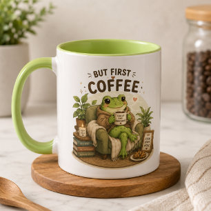 Taza Diseño de motivación de estudio de rana linda En