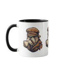 diseño de mug piloto de bulldog