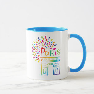 Taza Diseño de neón de París Francia el   Arco del
