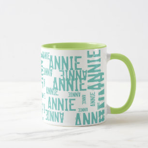Taza diseño de nombre fresco y moderno, verde tipográfi