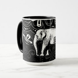 Taza Diseño de Paisley de Elefante Blanco