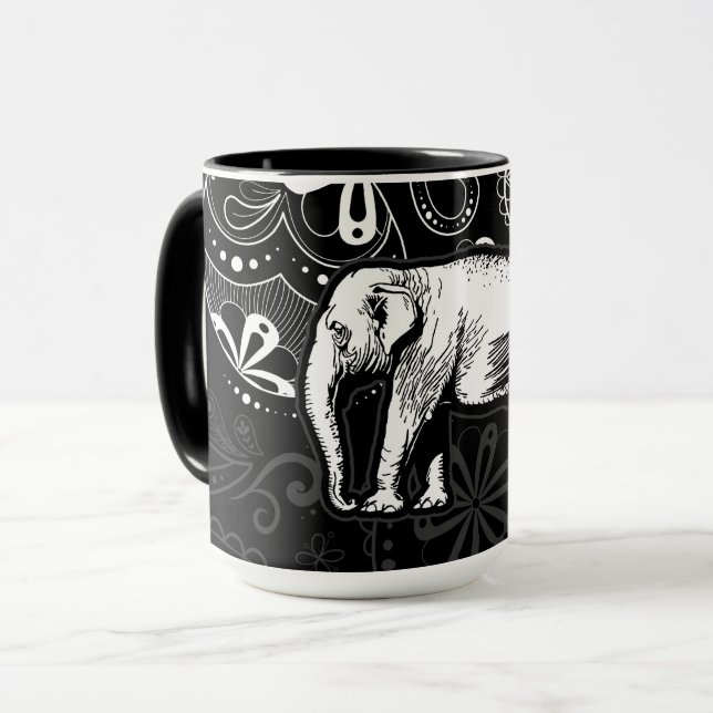 Taza Diseño de paisley para elefantes blancos (Anverso izquierdo)