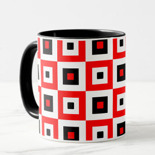 Taza Diseño de patrón de cuadrados a cuadros rojos negr