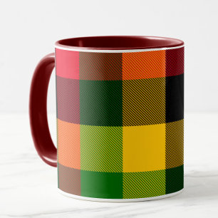 Taza Diseño de patrón de cuadros de colores reggae Rast