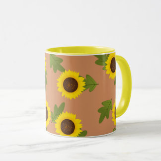 Taza Diseño de patrón de girasol – Estética floral lind