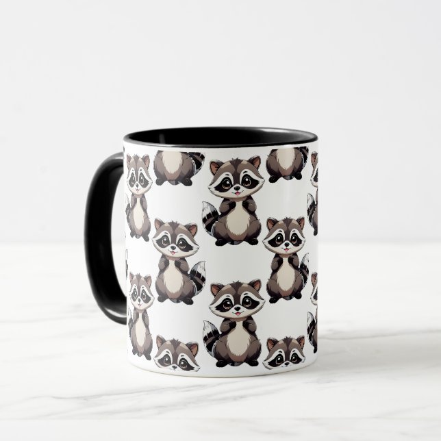 Taza Diseño de patrón de mapache blanco (Anverso izquierdo)