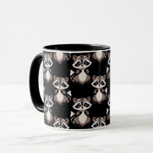 Taza Diseño de patrón de mapache negro