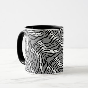 Taza Diseño de patrón de piel de tigre gris ceniza