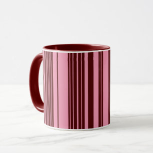 Taza Diseño de Patrón de Rayas de Burdeos y Rosa 