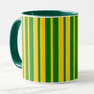 Taza Diseño de Patrón de Rayas Elegantes Amarillo Verde
