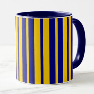 Taza Diseño de patrón de rayas elegantes azul amarillo