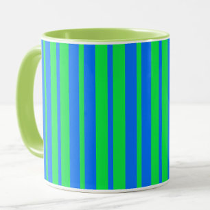 Taza Diseño de patrón de rayas elegantes azul verde