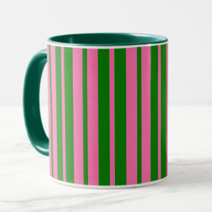 Taza Diseño de patrón de rayas elegantes rosa verde