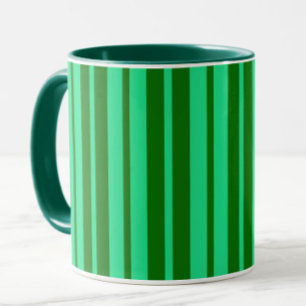 Taza Diseño de Patrón de Rayas Elegantes y Verdes Adora