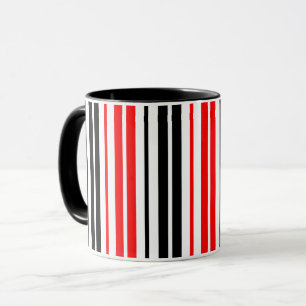 Taza Diseño de patrón de rayas rojas negras y blancas