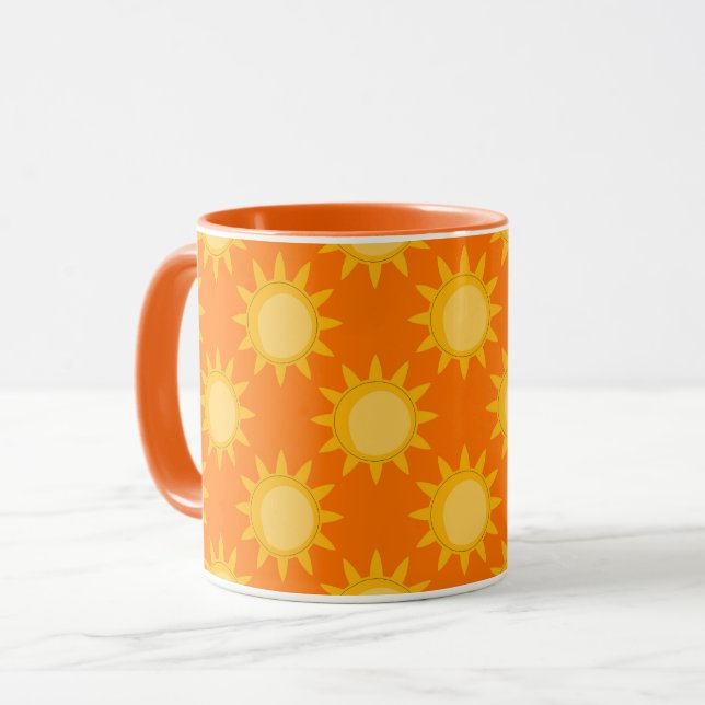 Taza Diseño de patrón de sol sobre naranja (Anverso izquierdo)