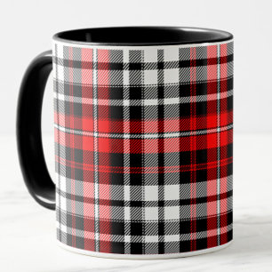 Taza Diseño de patrón de tartán a cuadros rojos negros
