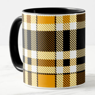 Taza Diseño de patrón de tartán de franela amarilla neg