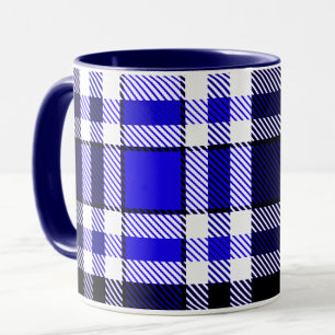 Taza Diseño de patrón de tartán de franela azul negro y