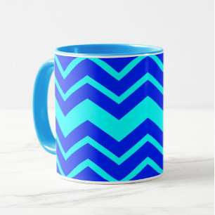 Taza Diseño de patrón de zag azul Zig Chevron