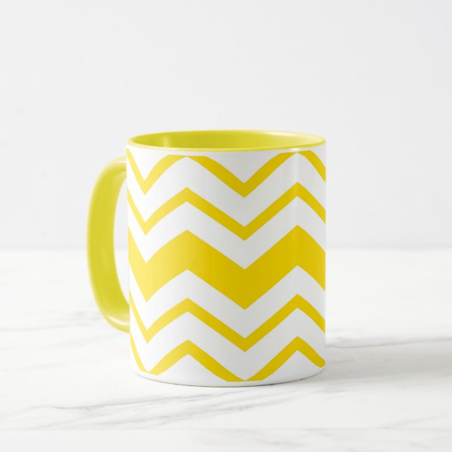 Taza Diseño de patrón en zigzag de Chevron blanco y ama (Anverso izquierdo)