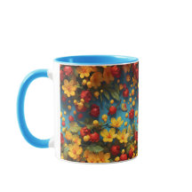 Diseño de Patrón Floral Amarillo y Rojo Vibrante