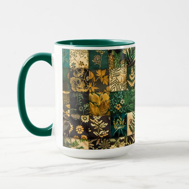 Taza ✨Diseño de patrón floral de patchwork botánico ele (Izquierda)