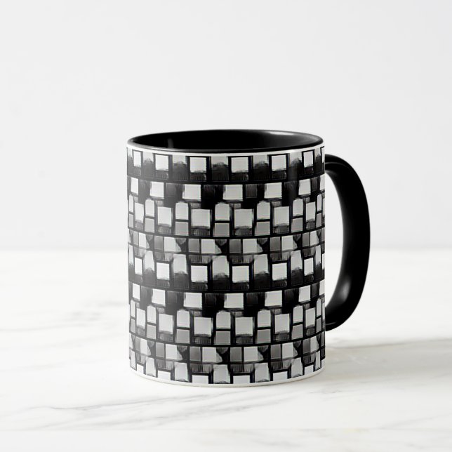 Taza Diseño de patrones abstractos 1201 en tonos grises (Anverso derecho)