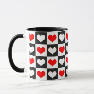 Taza Diseño de patrones de corazón de amor geométrico