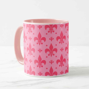 Taza Diseño de patrones de flor rosado de lis