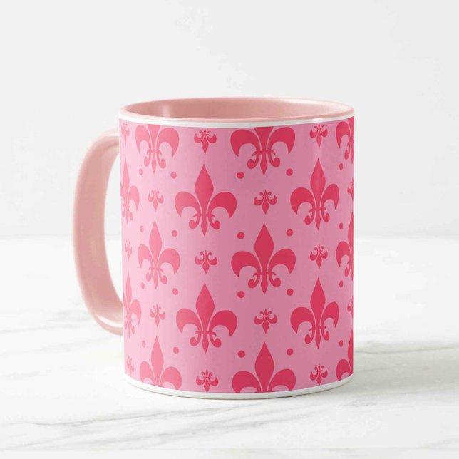 Taza Diseño de patrones de flor rosado de lis (Subido por el creador)