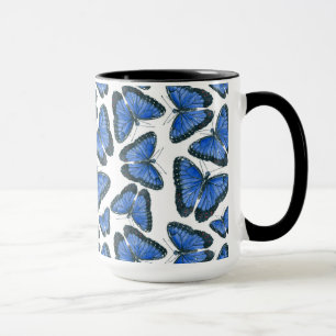 Taza Diseño de patrones de morfo azul de mariposa