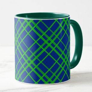 Taza Diseño De Patrones De Placas De Tartán Verde Sobre